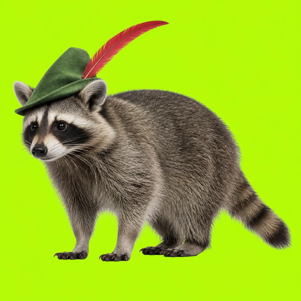 Jimothy wearing a Robin Hood hat with a feather